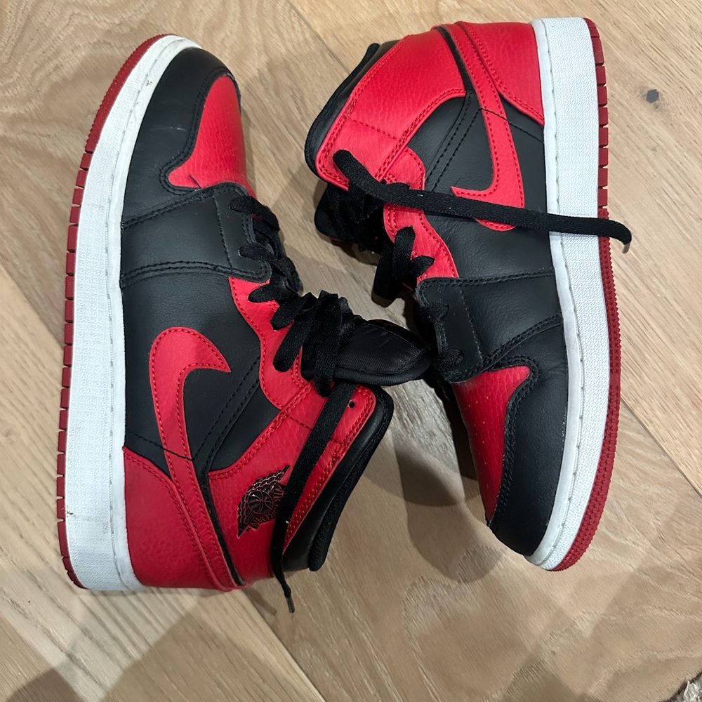 Air Jordan Red and Black Sneakers Size Youth